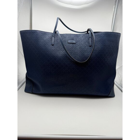 Gucci Lux Bright Blue Diamante Leather Tote Bag Vintage Large - Picture 1 of 14